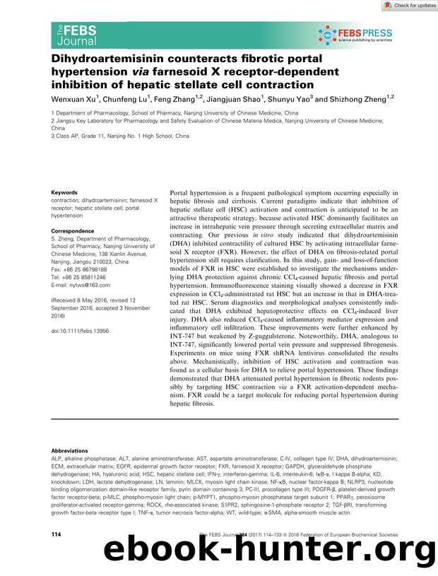 Dihydroartemisinin counteracts fibrotic portal hypertension via farnesoid X receptorâdependent inhibition of hepatic stellate cell contraction by Unknown