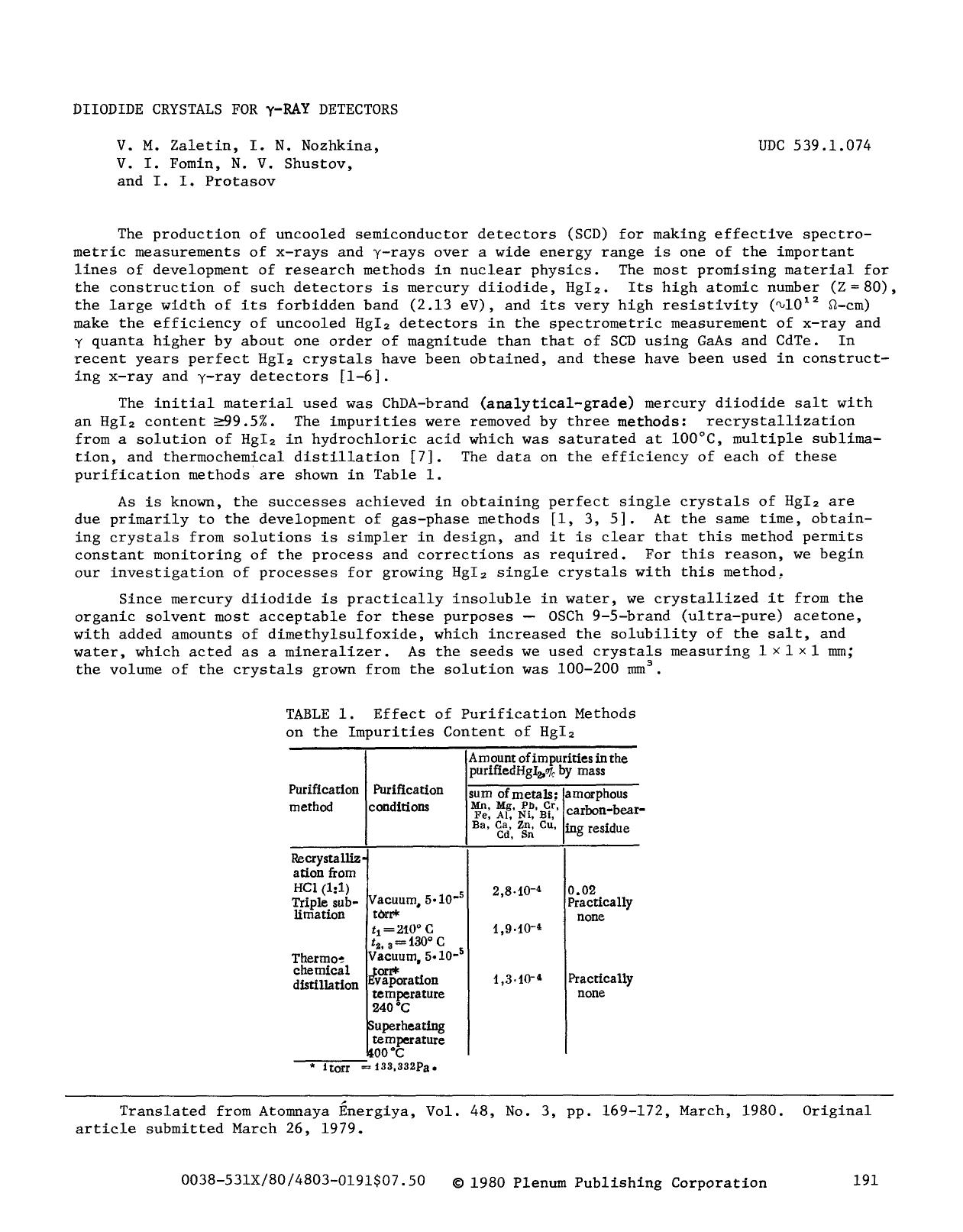 Diiodide crystals for γ-ray detectors by Unknown