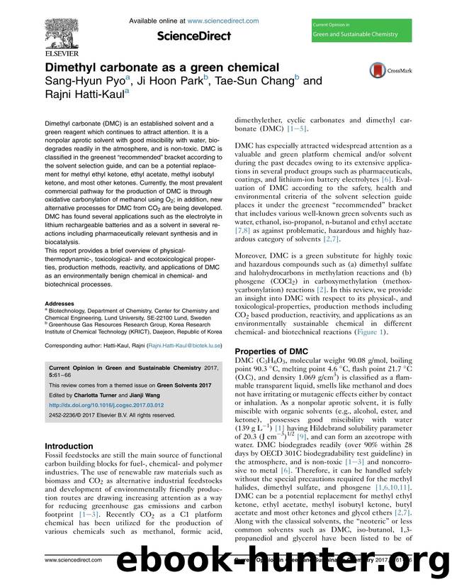 Dimethyl carbonate as a green chemical by Sang-Hyun Pyo
