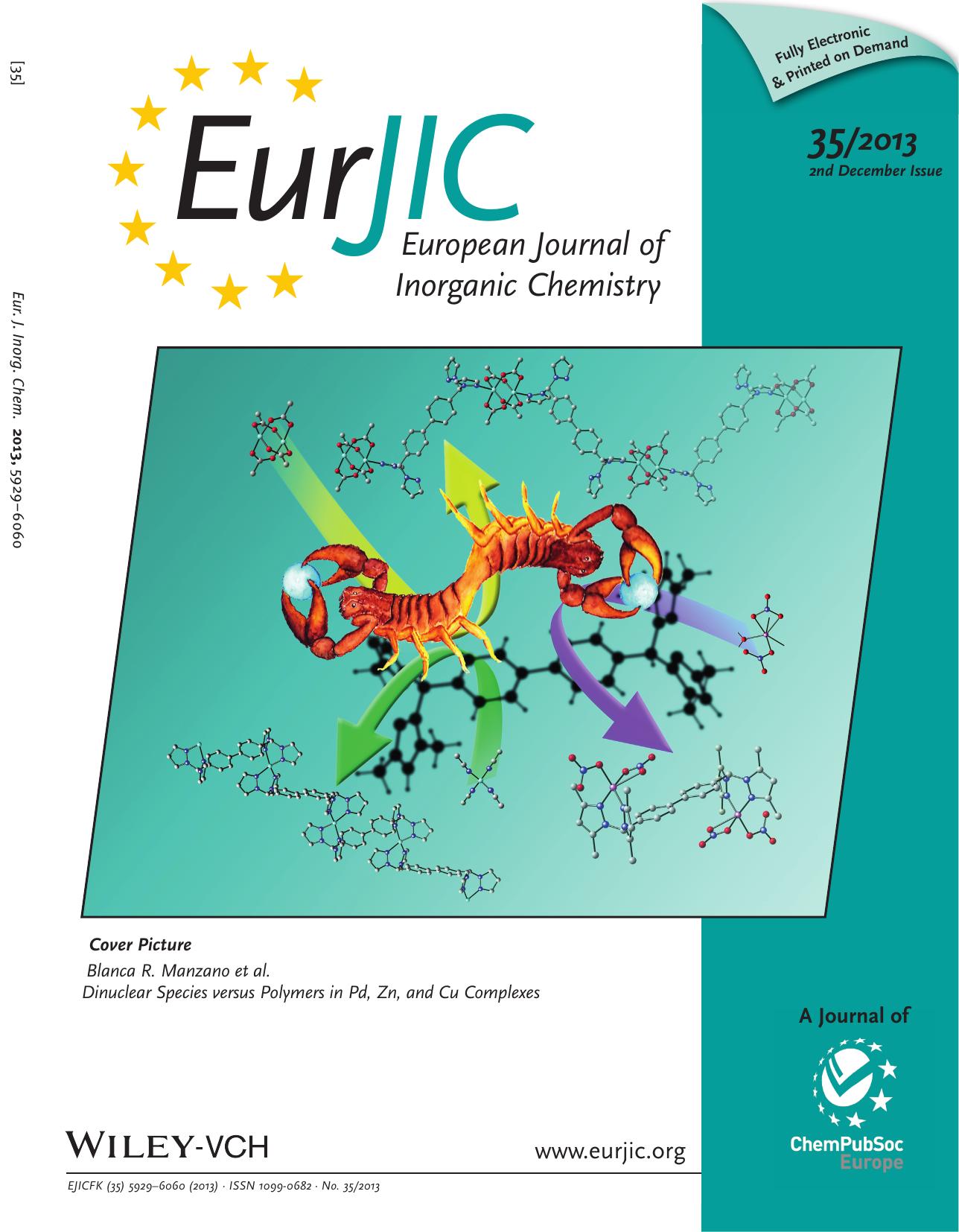 Dinuclear Species versus Zigzag or Helical Polymers in Palladium, Zinc, and Copper Complexes with Ditopic Bis(pyrazolyl)methane Ligands (Eur. J. Inorg. Chem. 352013) by Unknown