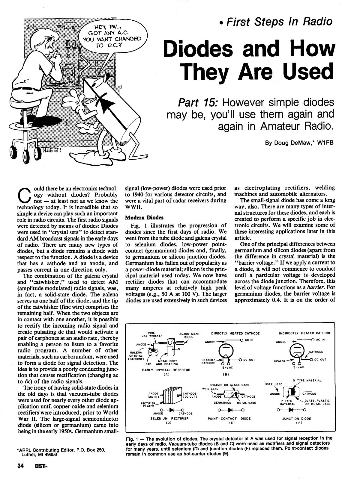 Diodes and How They Are Used by QST Magazine Part 15 -- Diodes & How They Are Used