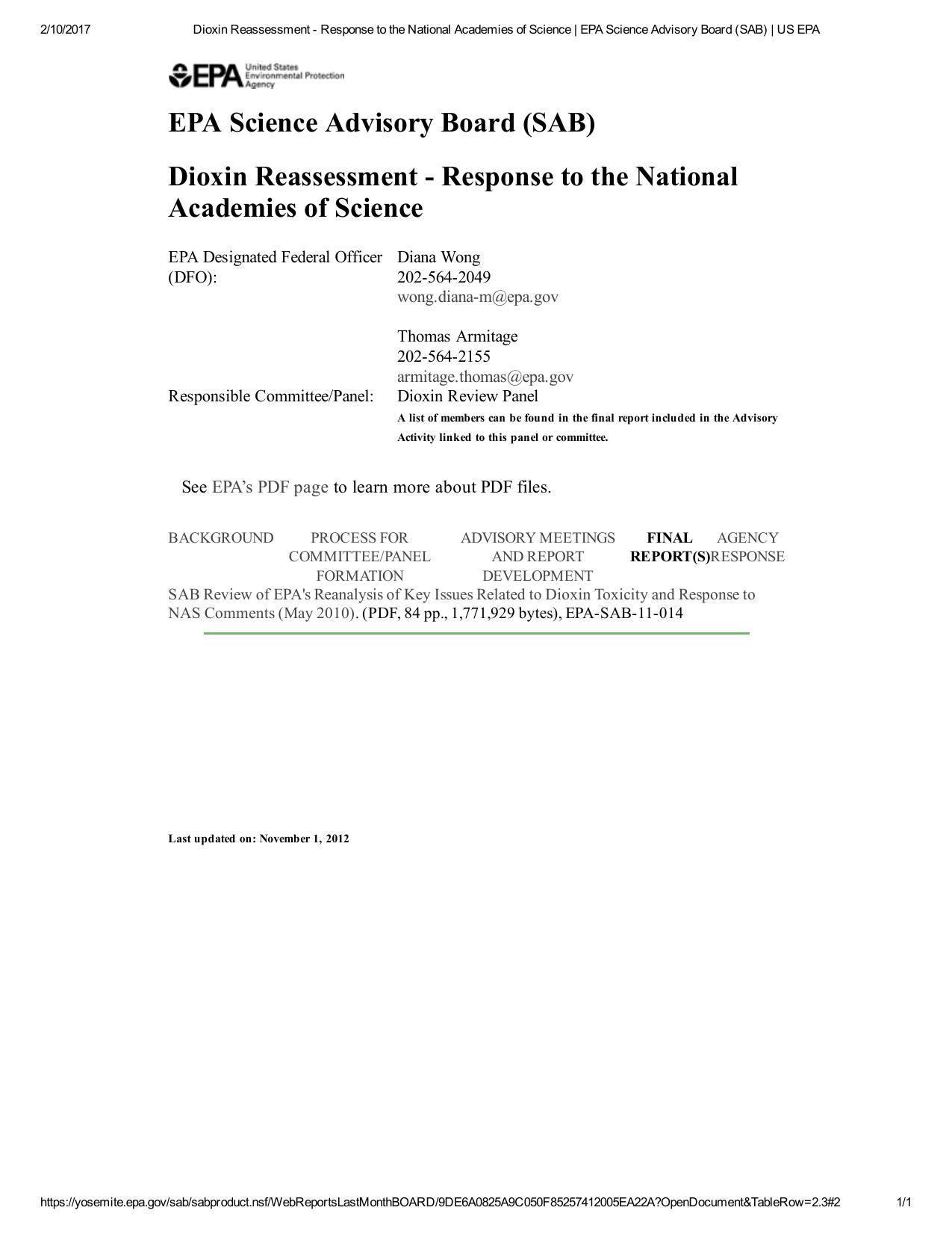 Dioxin-Reassessment-Response-to-the-National by Unknown