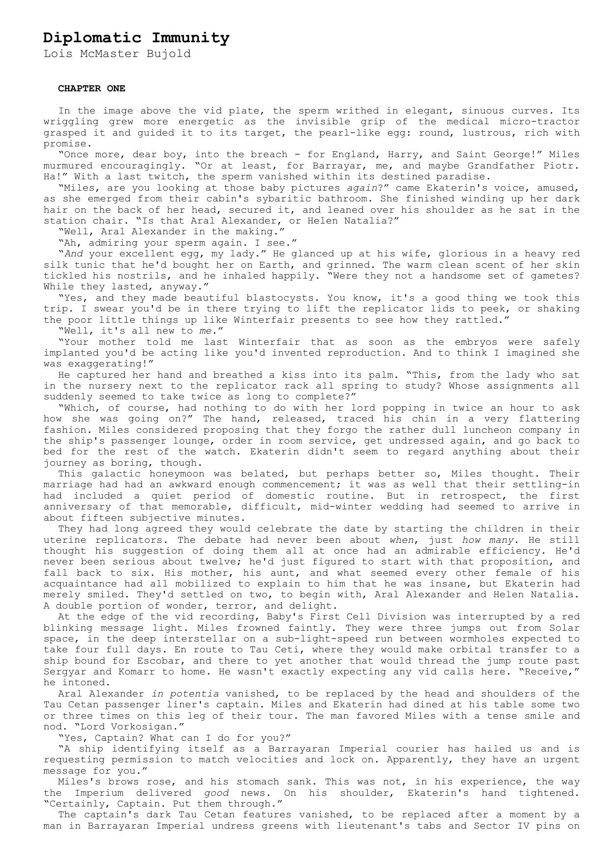 Diplomatic Immunity by Lois McMaster Bujold