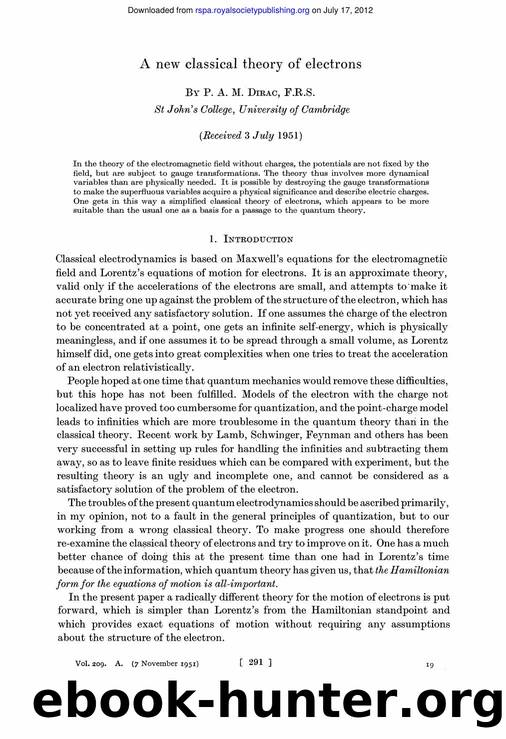Dirac, Paul A.M. by A New Classical Theory of Electrons (1951)