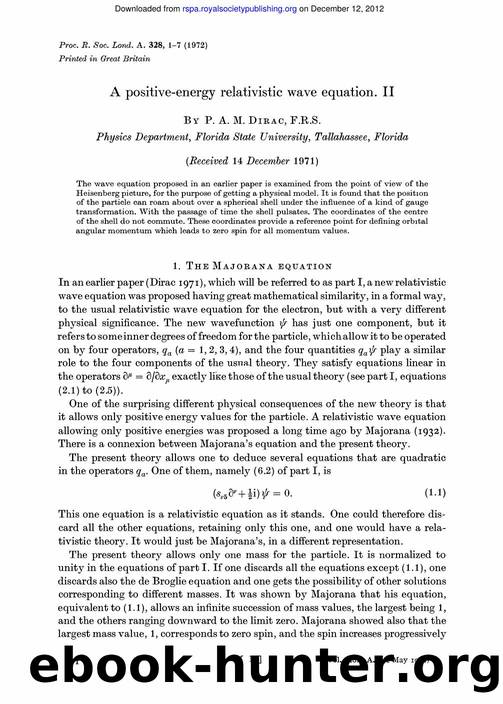 Dirac, Paul A.M. by A Positive-Energy Relativistic Wave Equation II (1972)