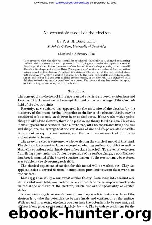 Dirac, Paul A.M. by An Extensible Model of the Electron (1962)