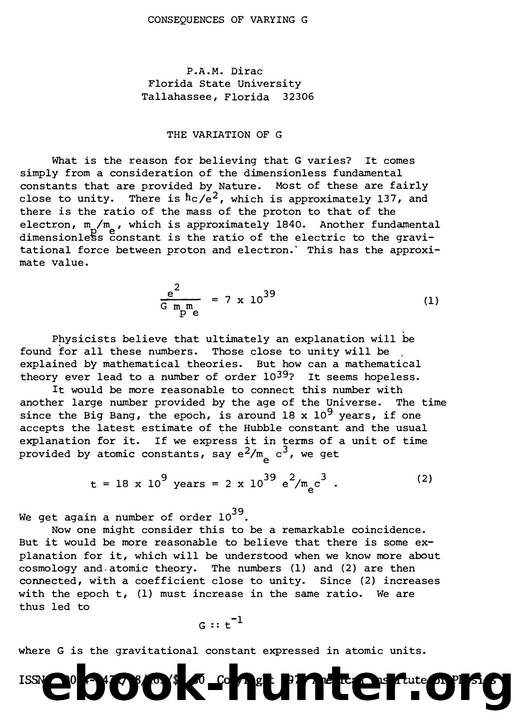 Dirac, Paul A.M. by Consequences of Varying G (1978)