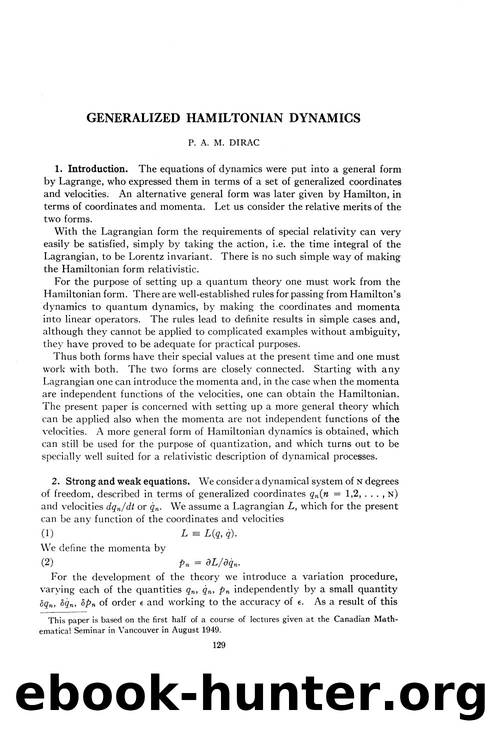 Dirac, Paul A.M. by Generalized Hamiltonian Dynamics (1950)