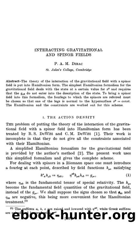 Dirac, Paul A.M. by Interacting Gravitational & Spinor Fields (1962)