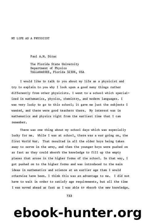 Dirac, Paul A.M. by My LIfe as a Physicist (1983)