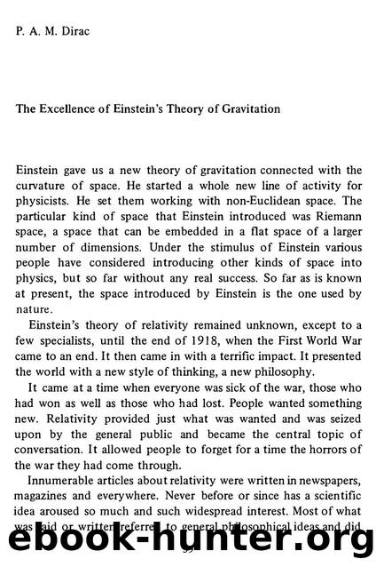 Dirac, Paul A.M. by The Excellence of Einstein's Theory of Gravitation (1981)