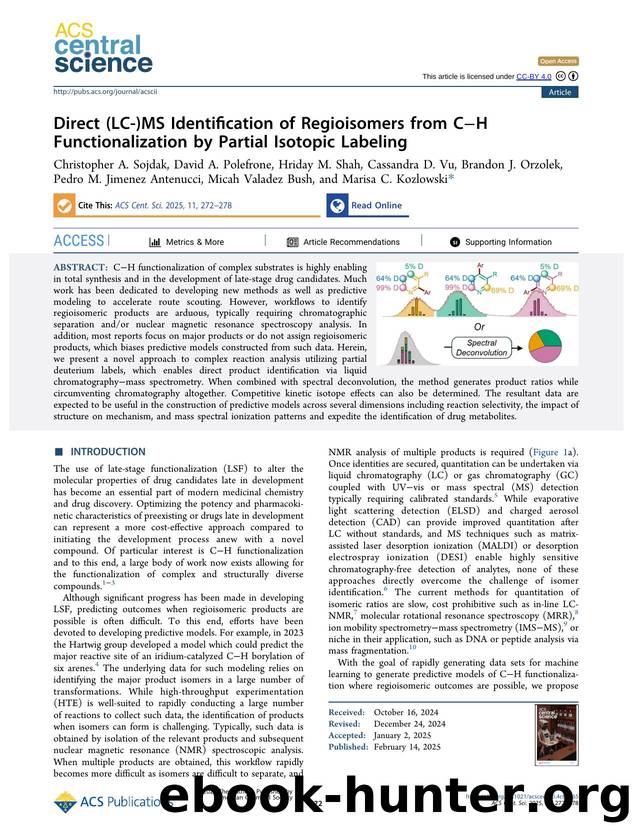 Direct (LC-)MS Identification of Regioisomers from CâH Functionalization by Partial Isotopic Labeling by unknow
