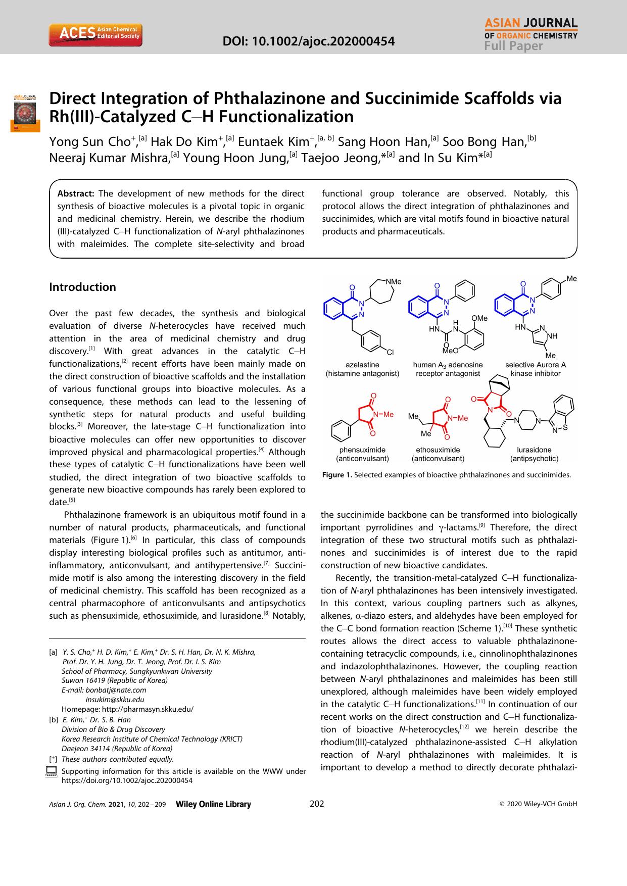 Direct Integration of Phthalazinone and Succinimide Scaffolds via Rh(III)âCatalyzed CâH Functionalization by Unknown