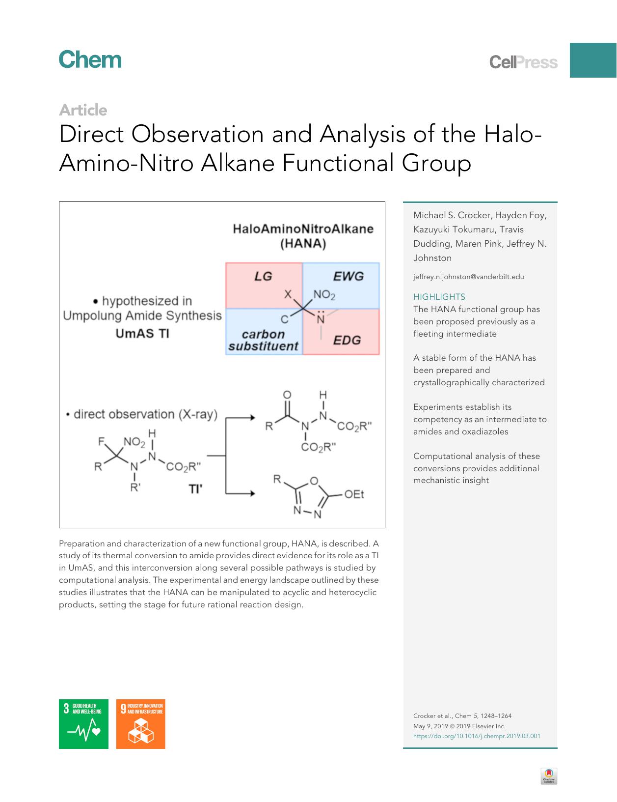 Direct Observation and Analysis of the Halo-Amino-Nitro Alkane Functional Group by Michael S. Crocker
