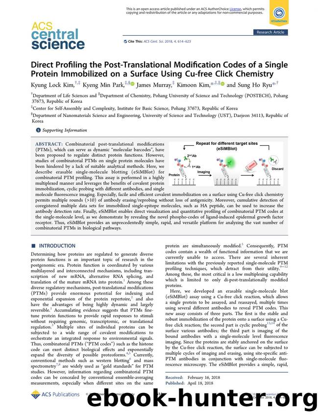 Direct Profiling the Post-Translational Modification Codes of a Single Protein Immobilized on a Surface Using Cu-free Click Chemistry by unknow