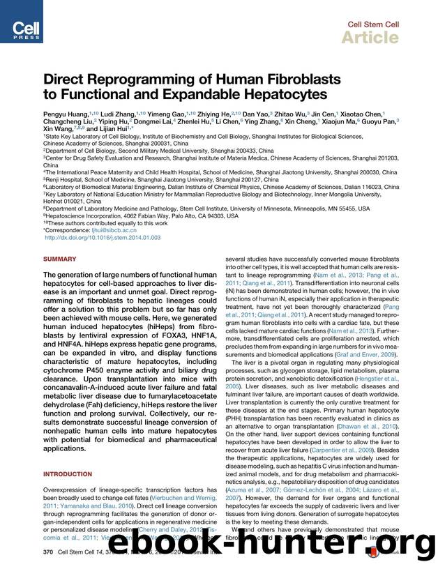 Direct Reprogramming of Human Fibroblasts to Functional and Expandable Hepatocytes by unknow