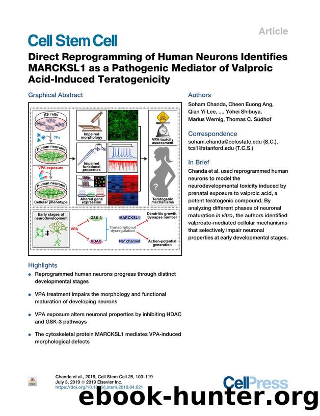 Direct Reprogramming of Human Neurons Identifies MARCKSL1 as a Pathogenic Mediator of Valproic Acid-Induced Teratogenicity by unknow