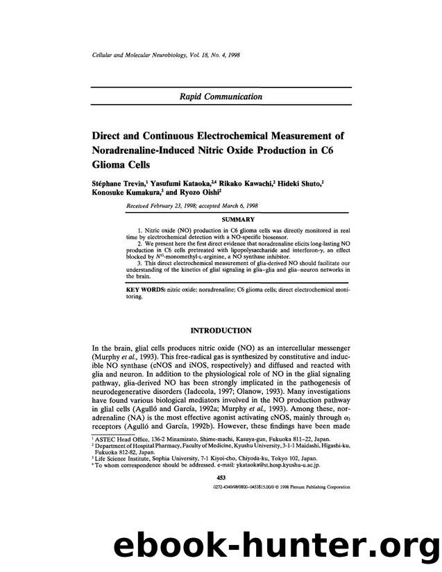 Direct and Continuous Electrochemical Measurement of Noradrenaline-Induced Nitric Oxide Production in C6 Glioma Cells by Unknown
