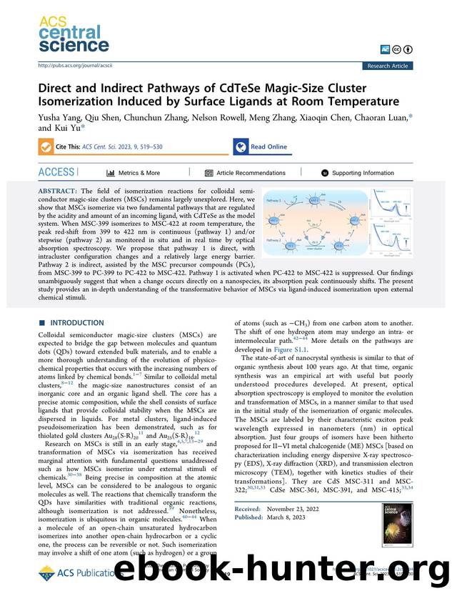 Direct and Indirect Pathways of CdTeSe Magic-Size Cluster Isomerization Induced by Surface Ligands at Room Temperature by unknow