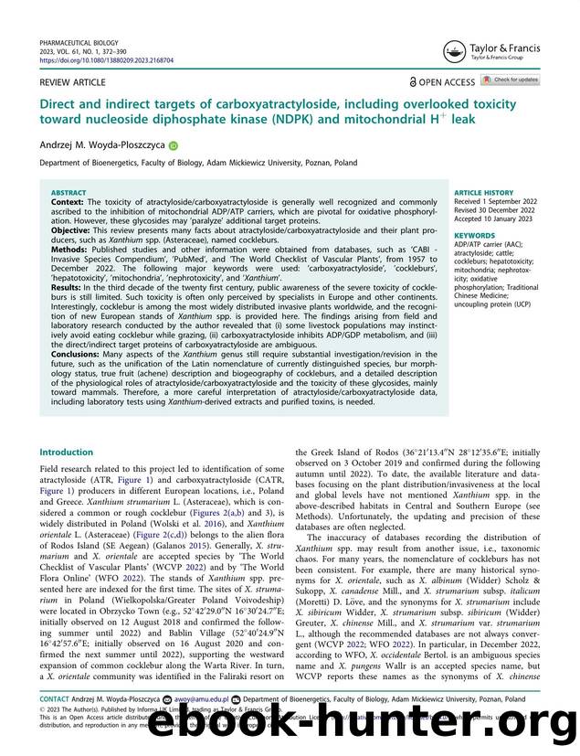 Direct and indirect targets of carboxyatractyloside, including overlooked toxicity toward nucleoside diphosphate kinase (NDPK) and mitochondrial H+ leak by Woyda-Ploszczyca Andrzej M
