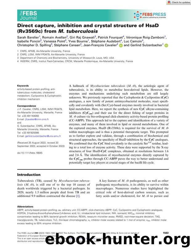 Direct capture, inhibition and crystal structure of HsaD (Rv3569c) from M.âtuberculosis by Unknown