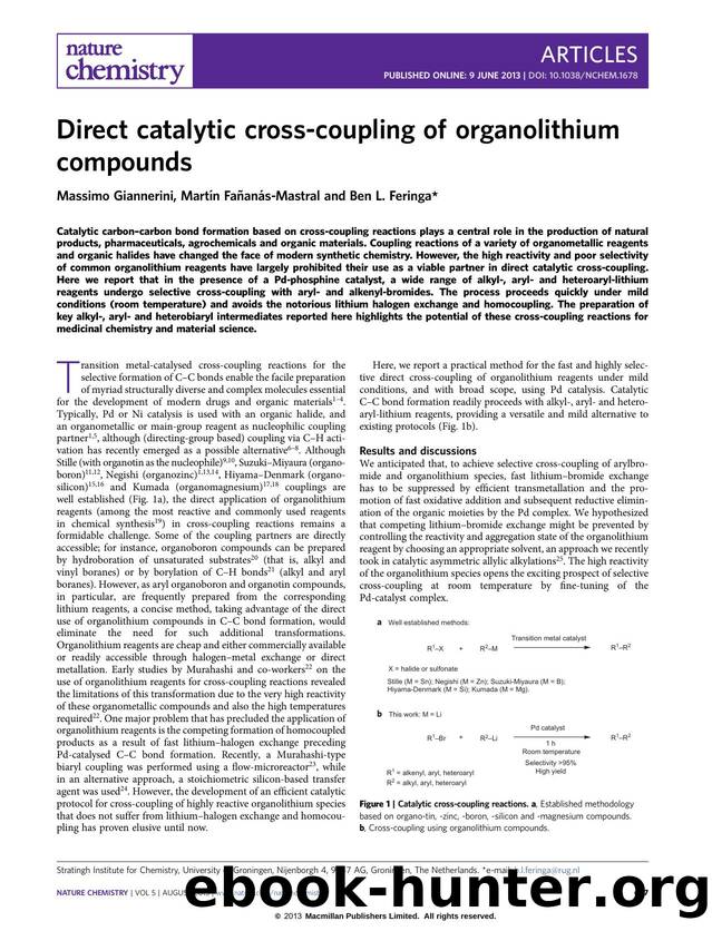 Direct catalytic cross-coupling of organolithium compounds by Massimo Giannerini & Martín Fañanás-Mastral & Ben L. Feringa