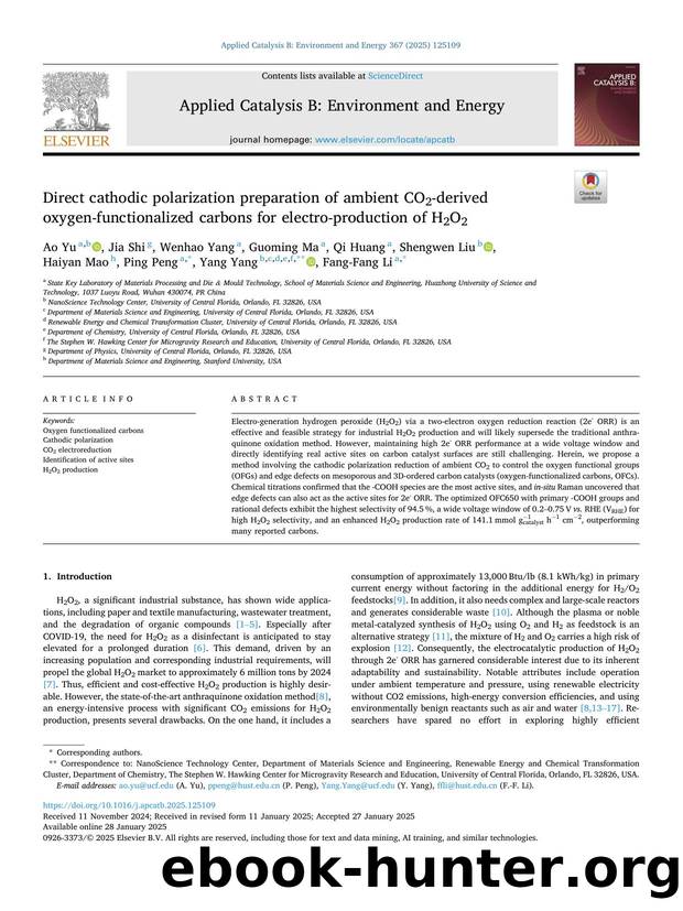 Direct cathodic polarization preparation of ambient CO2-derived oxygen-functionalized carbons for electro-production of H2O2 by unknow