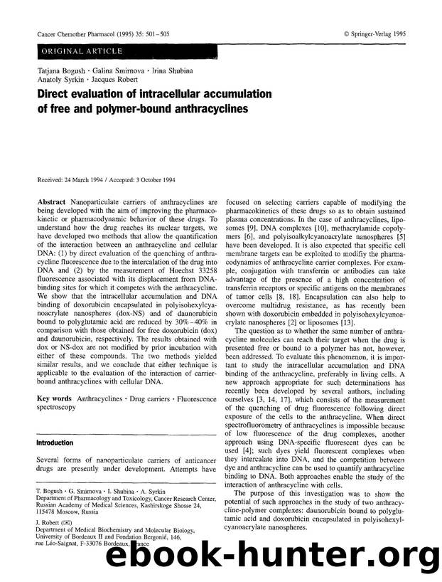 Direct evaluation of intracellular accumulation of free and polymer-bound anthracyclines by Unknown