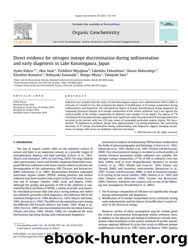 Direct evidence for nitrogen isotope discrimination during sedimentation and early diagenesis in Lake Kasumigaura, Japan by Ayato Kohzu