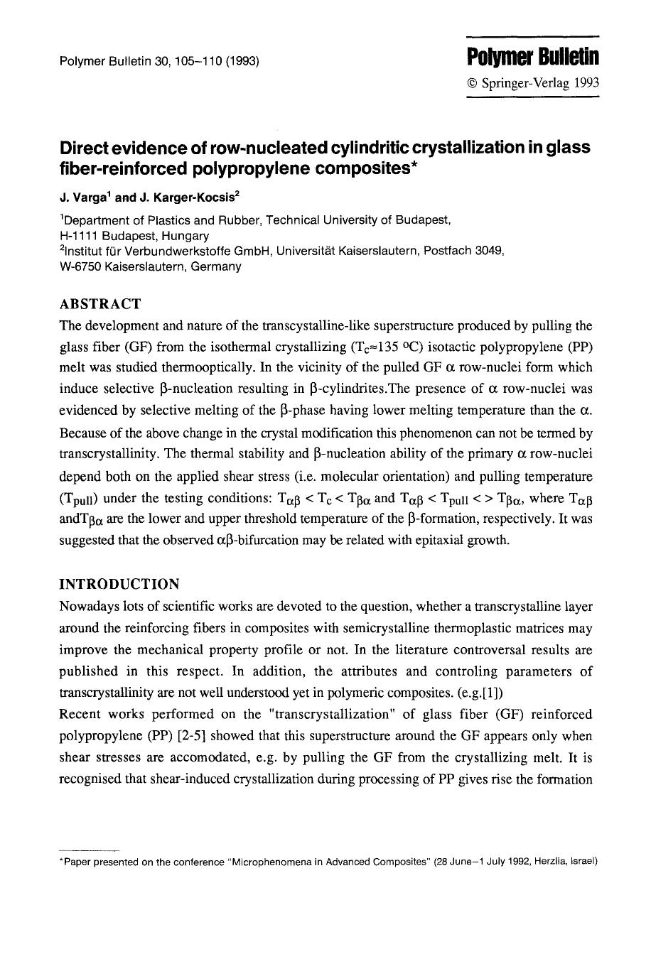 Direct evidence of row-nucleated cylindritic crystallization in glass fiber-reinforced polypropylene composites by Unknown