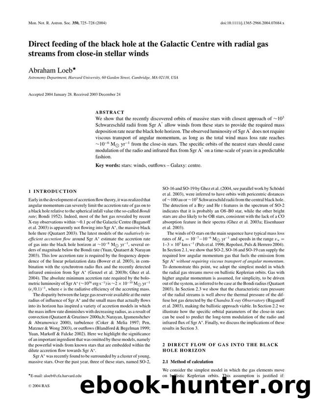 Direct feeding of the black hole at the Galactic Centre with radial gas streams from close-in stellar winds by ANIL-1