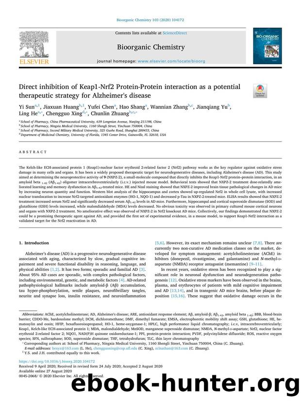 Direct inhibition of Keap1-Nrf2 Protein-Protein interaction as a potential therapeutic strategy for Alzheimer's disease by unknow