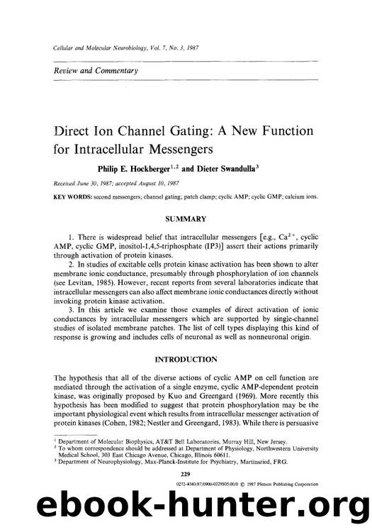 Direct ion channel gating: A new function for intracellular messengers by Unknown
