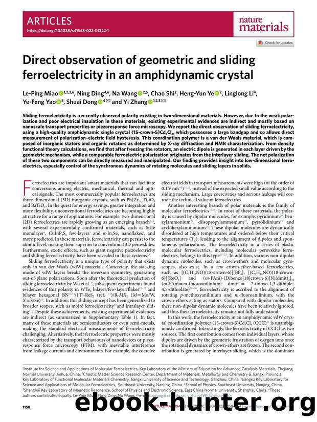 Direct observation of geometric and sliding ferroelectricity in an amphidynamic crystal by unknow