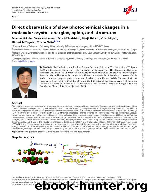 Direct observation of slow photochemical changes in a molecular crystal: energies, spins, and structures by unknow
