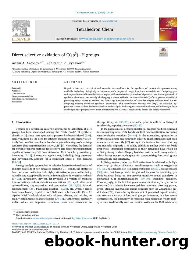 Direct selective azidation of C(sp3)âH groups by Artem A. Antonov & Konstantin P. Bryliakov