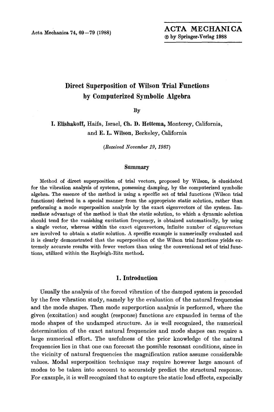 Direct superposition of Wilson trial functions by computerized symbolic algebra by Unknown