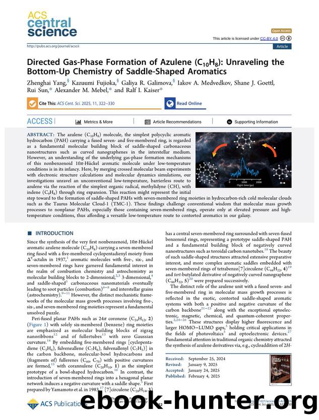 Directed Gas-Phase Formation of Azulene (C10H8): Unraveling the Bottom-Up Chemistry of Saddle-Shaped Aromatics by unknow