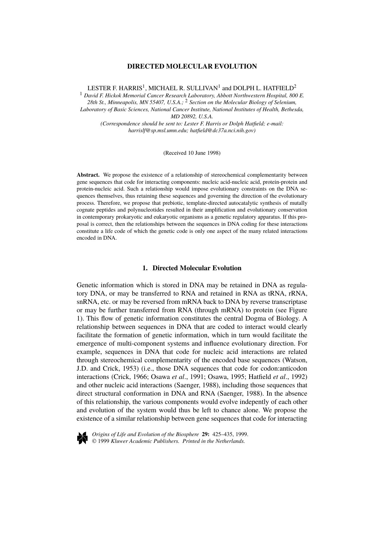 Directed Molecular Evolution by Unknown