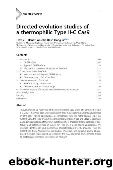 Directed evolution studies of a thermophilic Type II-C Cas9 by Travis H. Hand & Anuska Das & Hong Li