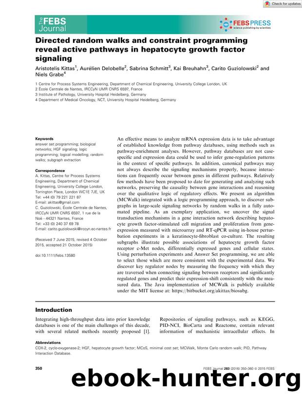 Directed random walks and constraint programming reveal active pathways in hepatocyte growth factor signaling by Unknown