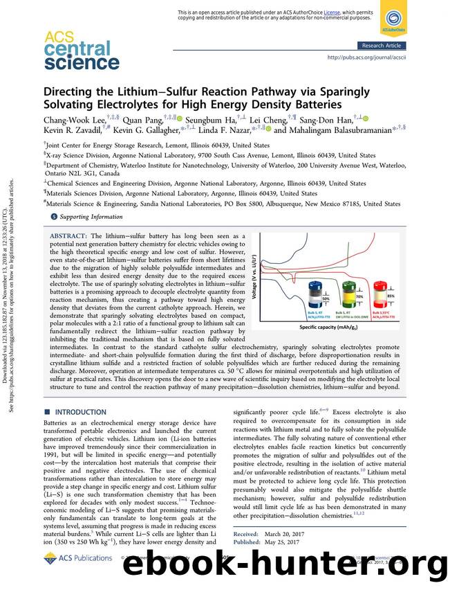 Directing the LithiumâSulfur Reaction Pathway via Sparingly Solvating Electrolytes for High Energy Density Batteries by unknow
