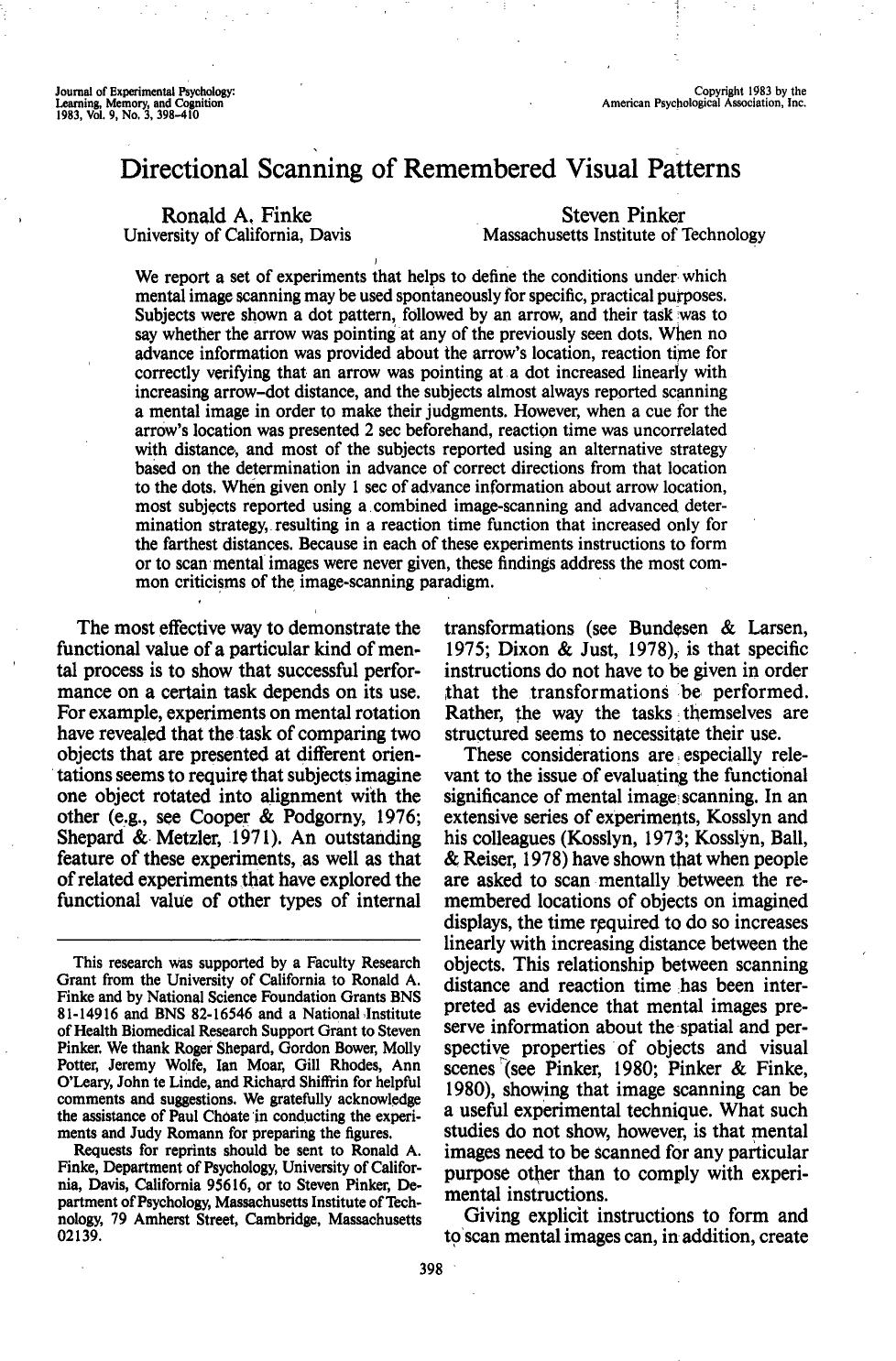 Directional scanning of remembered visual patterns (1983) by Unknown