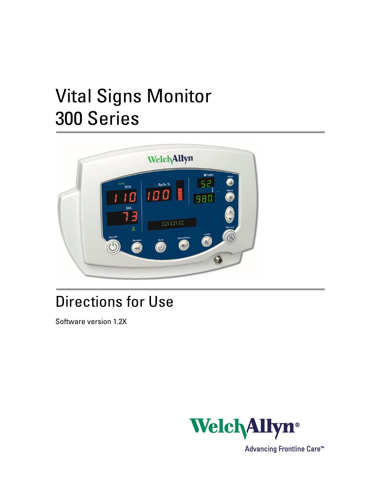 Directions for Use, Vital Signs Monitor 300 Series by Submitted by Jana Esler