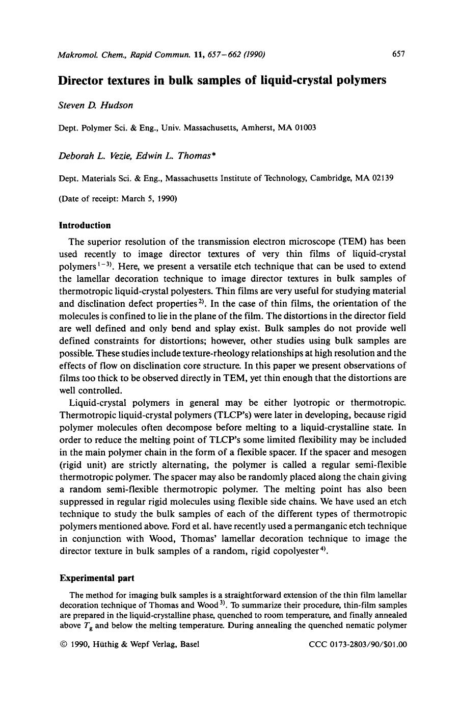 Director textures in bulk samples of liquid-crystal polymers by Unknown