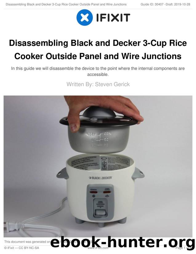 Disassembling Black and Decker 3-Cup Rice Cooker Outside Panel and Wire Junctions by Unknown