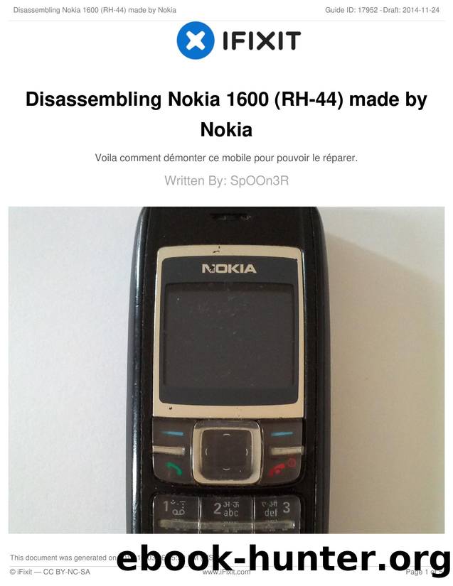 Disassembling Nokia 1600 (RH-44) made by Nokia by Unknown