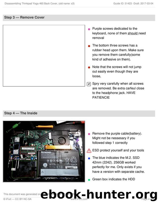 Disassembling Thinkpad Yoga 460  Back Cover, (old name s3) by Unknown