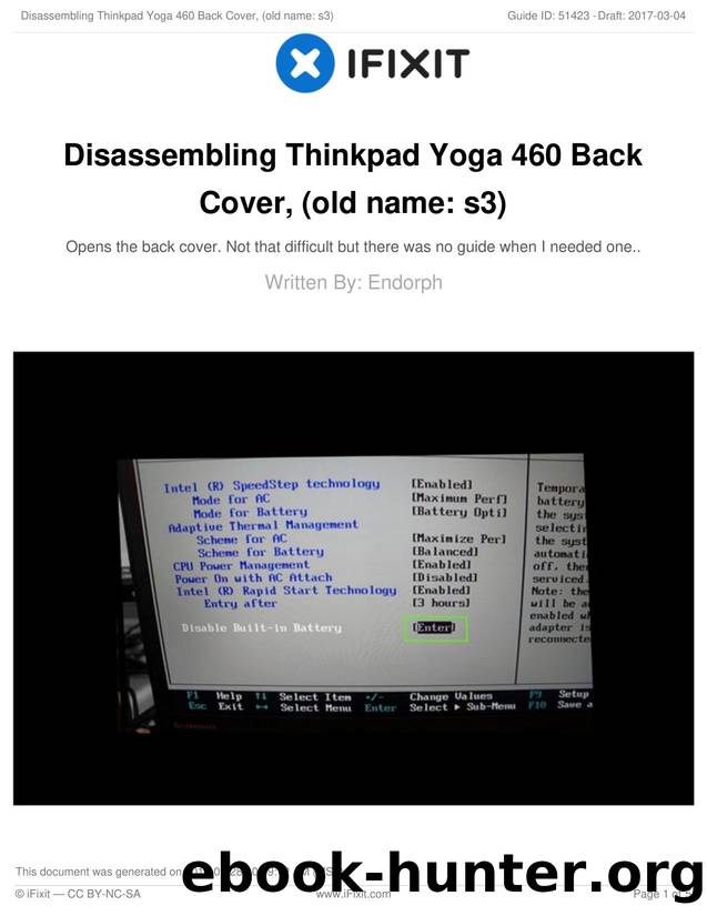Disassembling Thinkpad Yoga 460 Back Cover, (old name: s3) by Unknown
