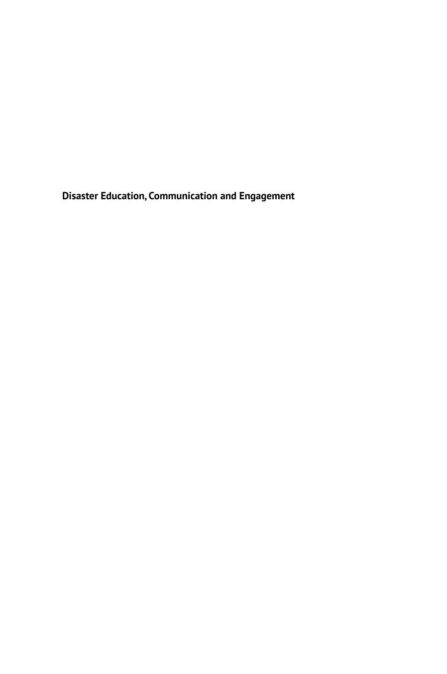 Disaster Education, Communication and Engagement by Unknow